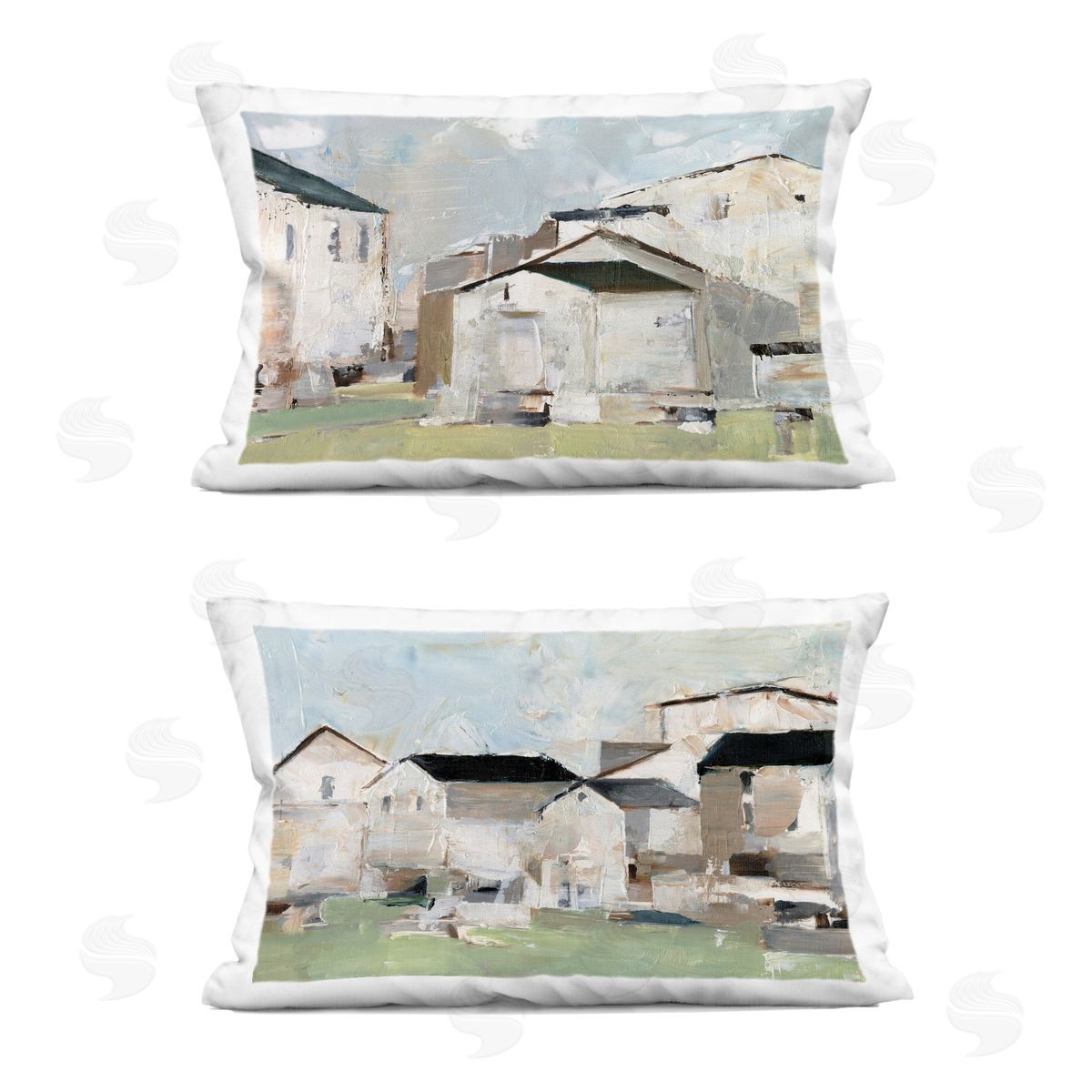 Ethan Harper Cluster of Houses View Printed Plush Polyester Throw Pillow