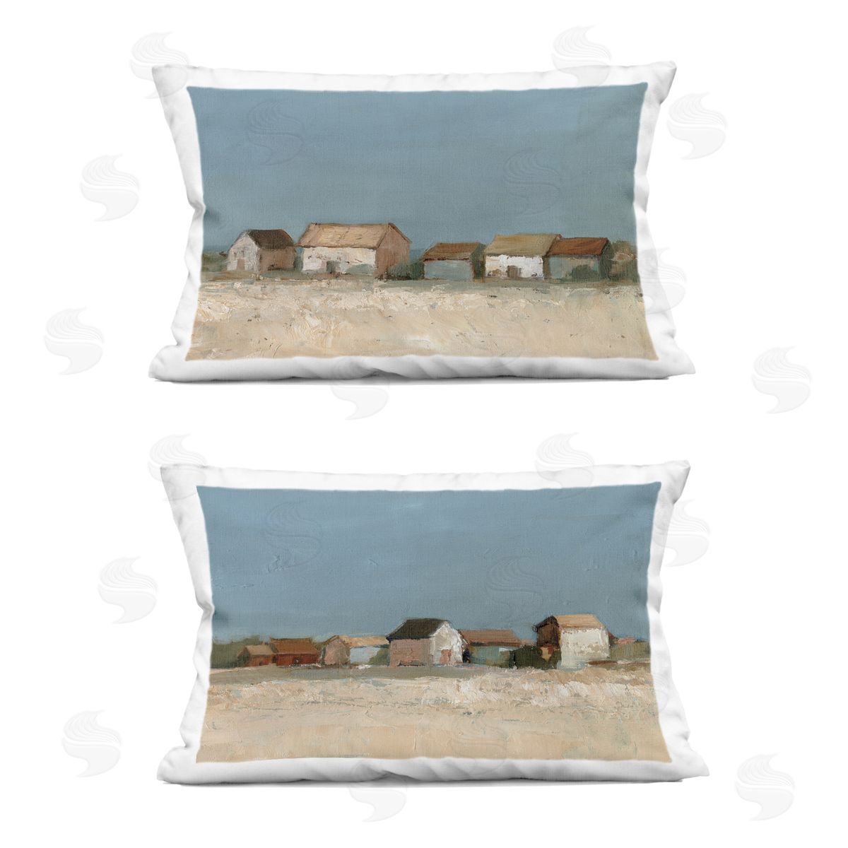 Ethan Harper Country Houses in Distance Printed Plush Polyester Throw Pillow