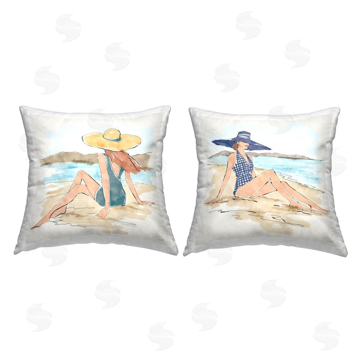 Anne Tavoletti Trendy Females on Beach Printed Plush Polyester Throw Pillow