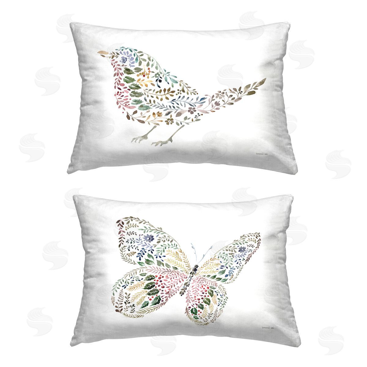 Danhui Nai Botanical Pattern Fauna Printed Plush Polyester Throw Pillow