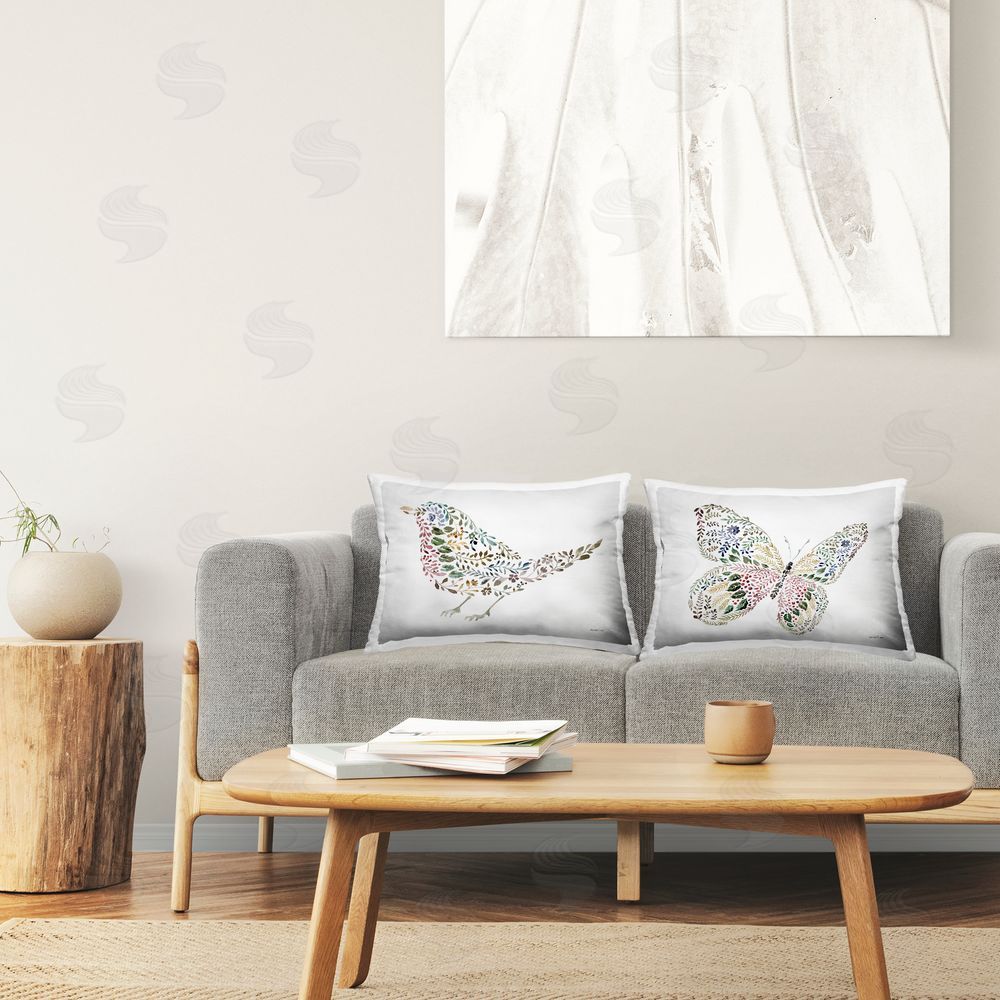 Danhui Nai Botanical Pattern Fauna Printed Plush Polyester Throw Pillow On Chair