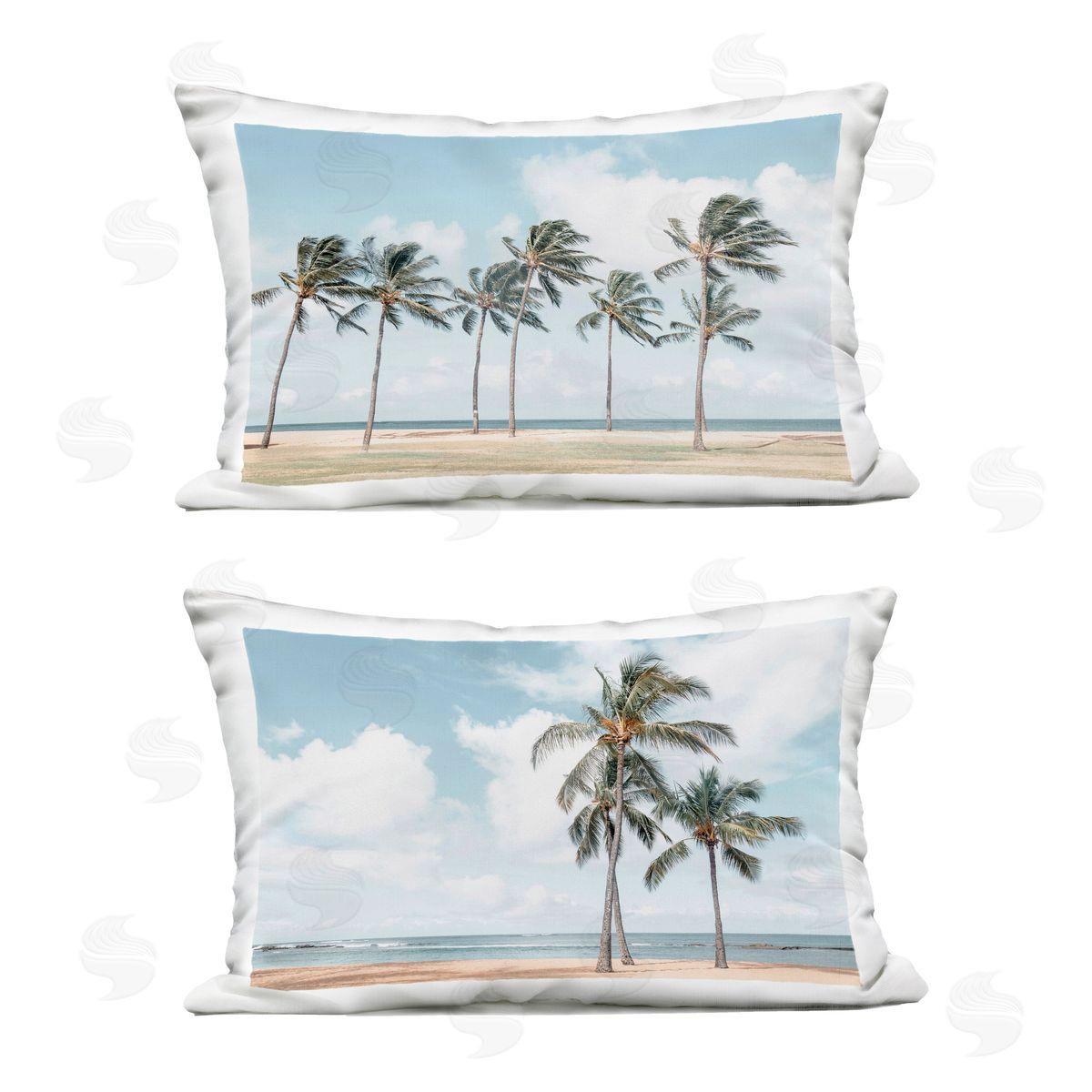 Elena Chukhlebova Sunny Windblown Palms Outdoor Quick-Dry Polyester Printed Throw Pillow