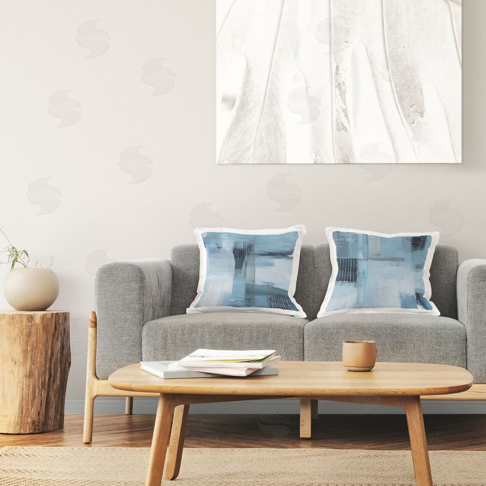 Susan Jill Funky Blue Abstracts Printed Plush Polyester Throw Pillow On Chair