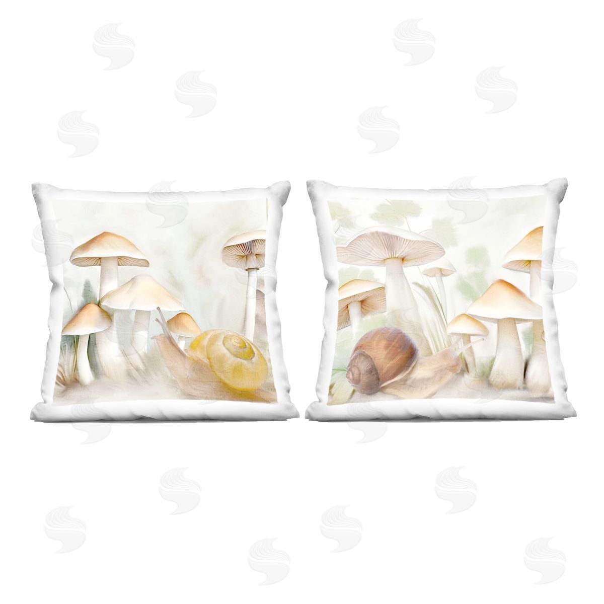 Kim Allen Snail Crawl by Mushrooms Printed Plush Polyester Throw Pillow