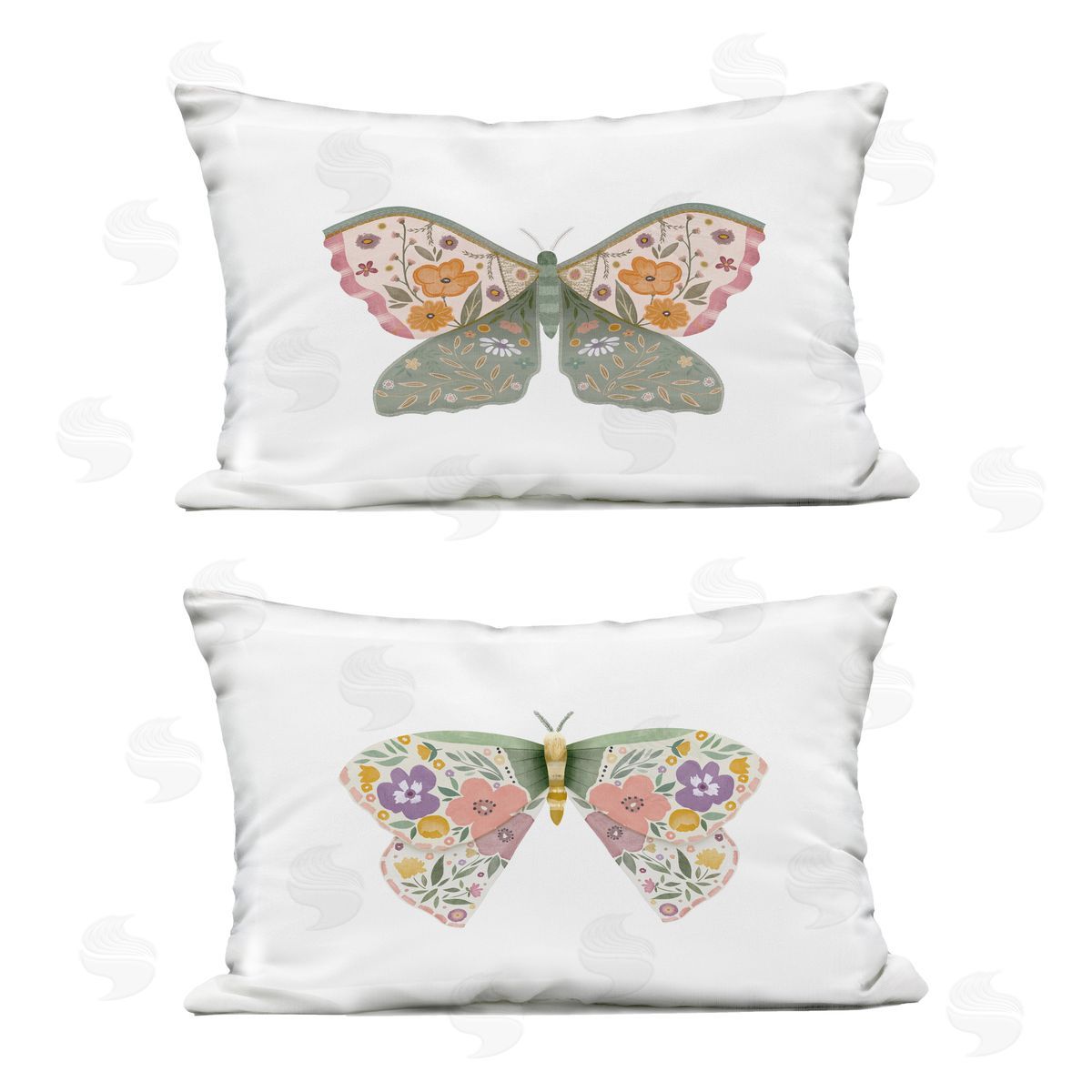 Kim Allen Folk Florals Butterflies Outdoor Quick-Dry Polyester Printed Throw Pillow