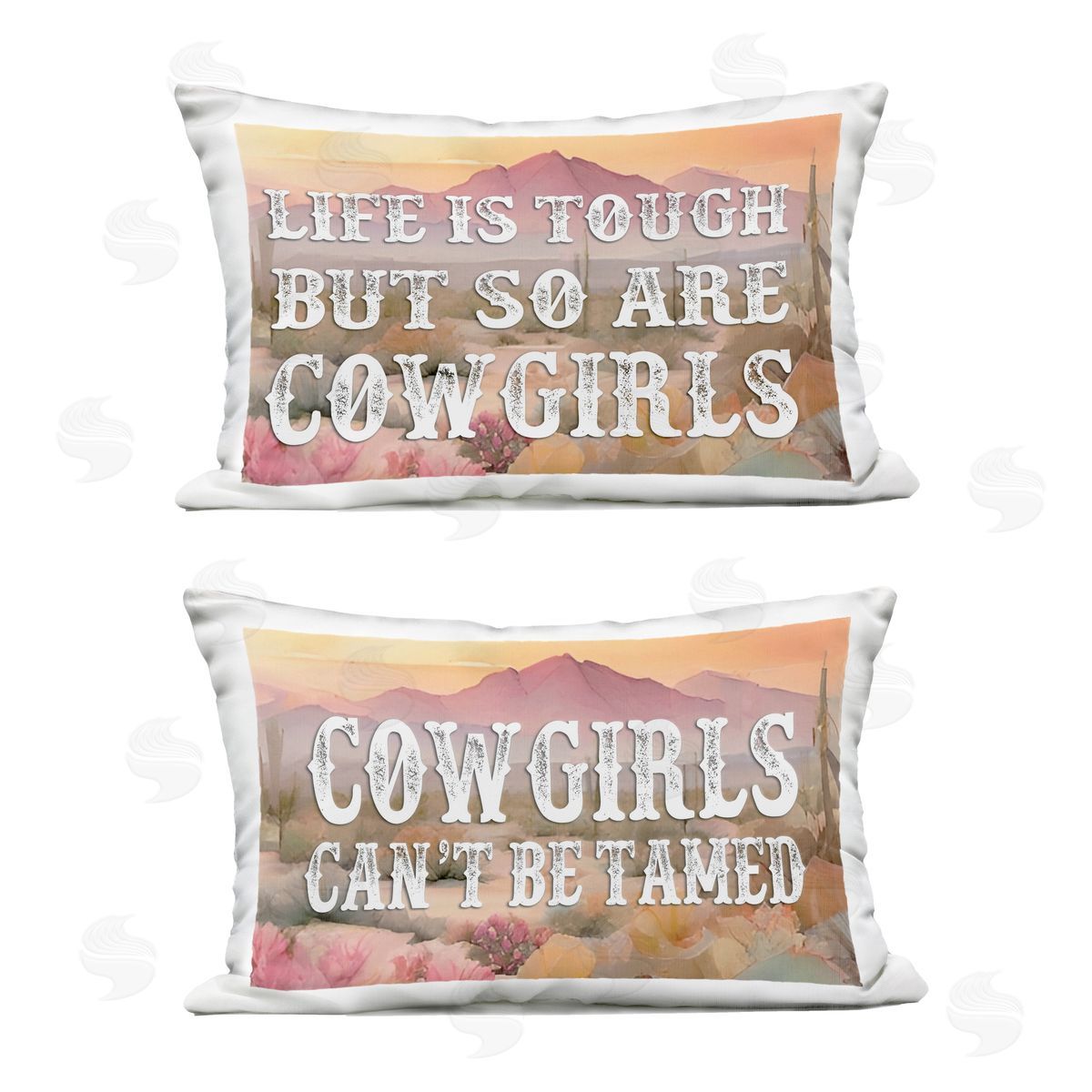 Lettered and Lined Tough Cowgirls Phrases Outdoor Quick-Dry Polyester Printed Throw Pillow