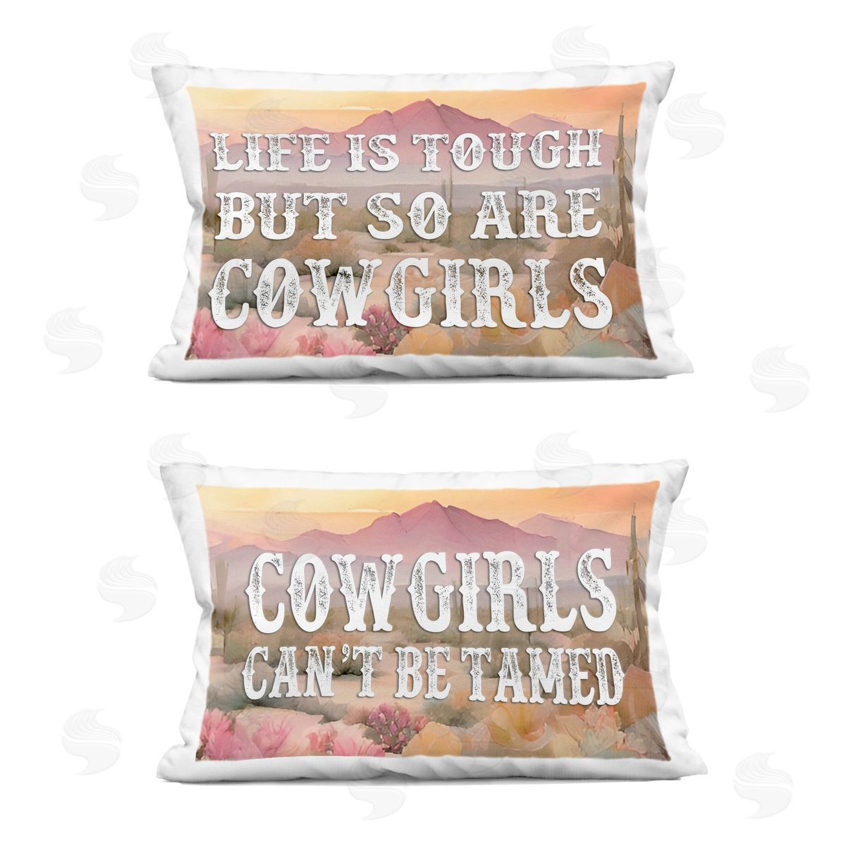 Lettered and Lined Tough Cowgirls Phrases Printed Plush Polyester Throw Pillow