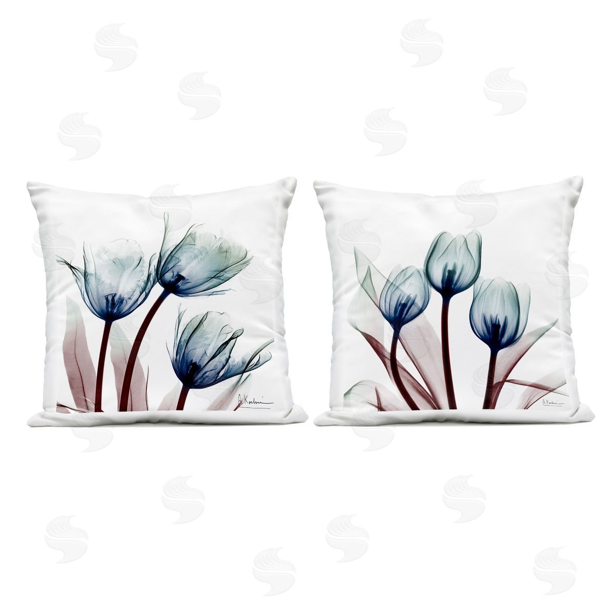 Albert Koetsier Vibrant Blue Tulips Outdoor Quick-Dry Polyester Printed Throw Pillow