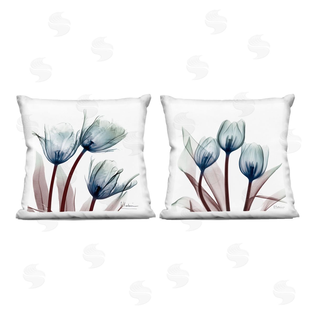 Albert Koetsier Vibrant Blue Tulips Printed Plush Polyester Throw Pillow