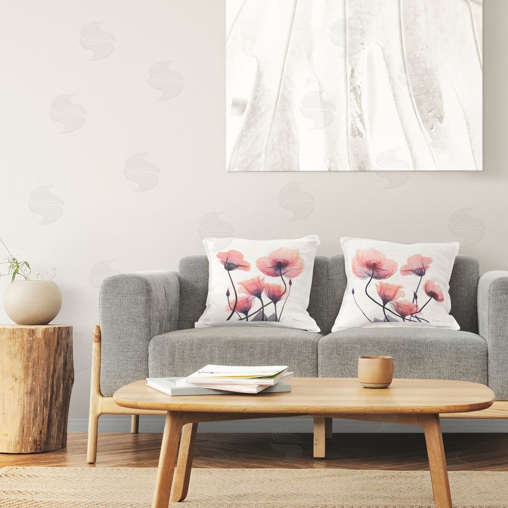 Albert Koetsier Various Faded Pink Flowers Printed Plush Polyester Throw Pillow On Chair