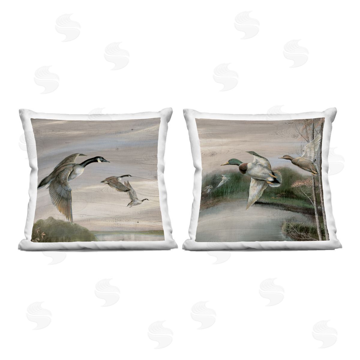Ruane Manning Geese & Ducks in Nature Printed Plush Polyester Throw Pillow