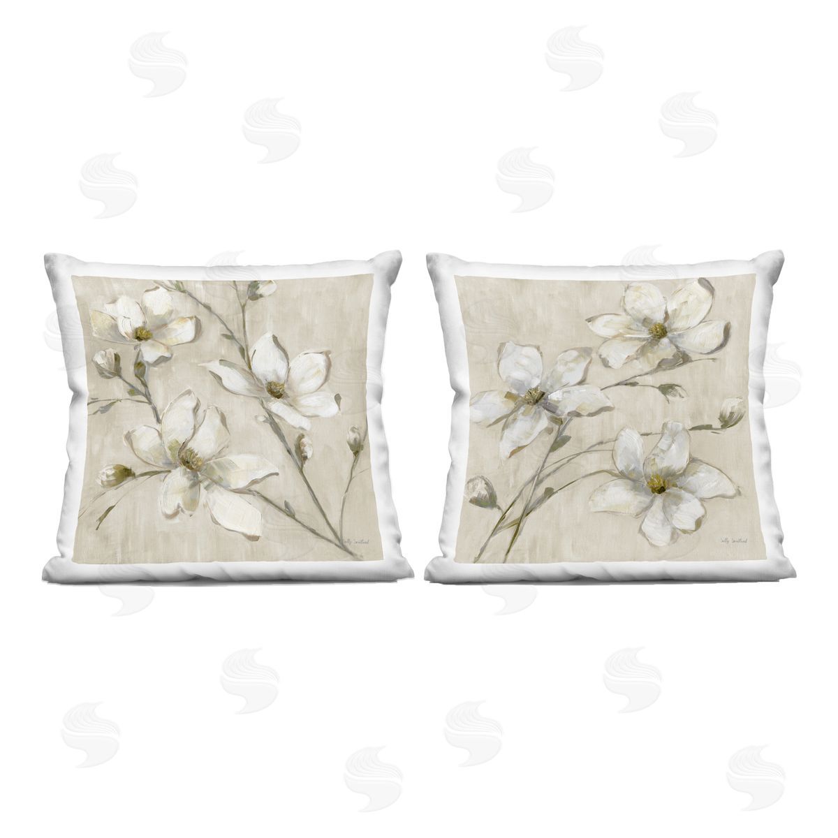 Sally Swatland Outstretched Dogwood Branches Printed Plush Polyester Throw Pillow