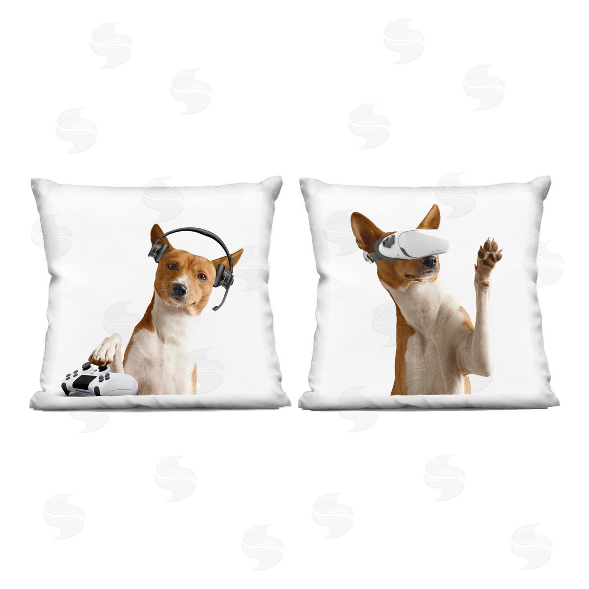 CAD Designs Video Game Dogs with VR Printed Plush Polyester Throw Pillow