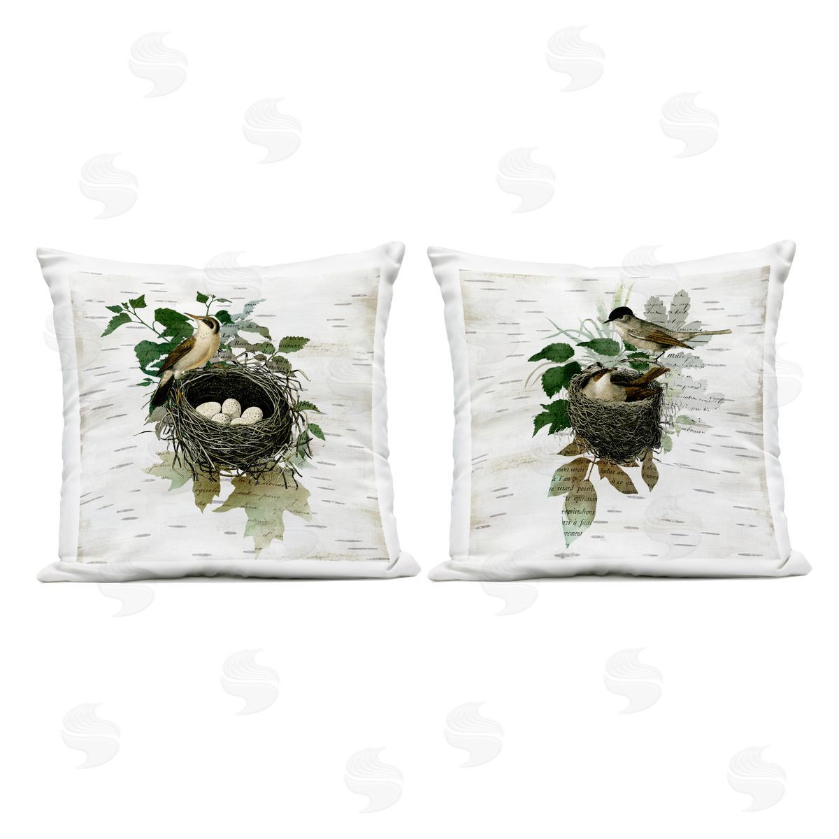 Susan Arnot Rustic Vintage Bird Nests Outdoor Quick-Dry Polyester Printed Throw Pillow