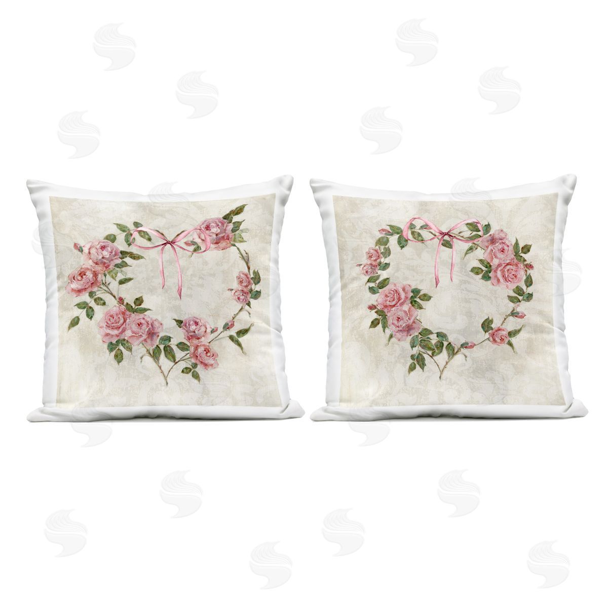 Sally Swatland Heart Shaped Wreaths Outdoor Quick-Dry Polyester Printed Throw Pillow