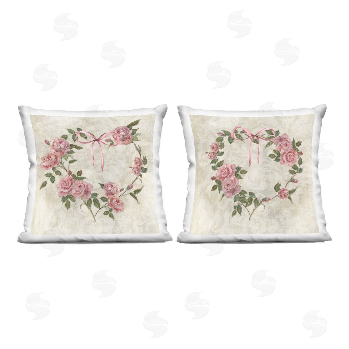 Sally Swatland Heart Shaped Wreaths Printed Plush Polyester Throw Pillow
