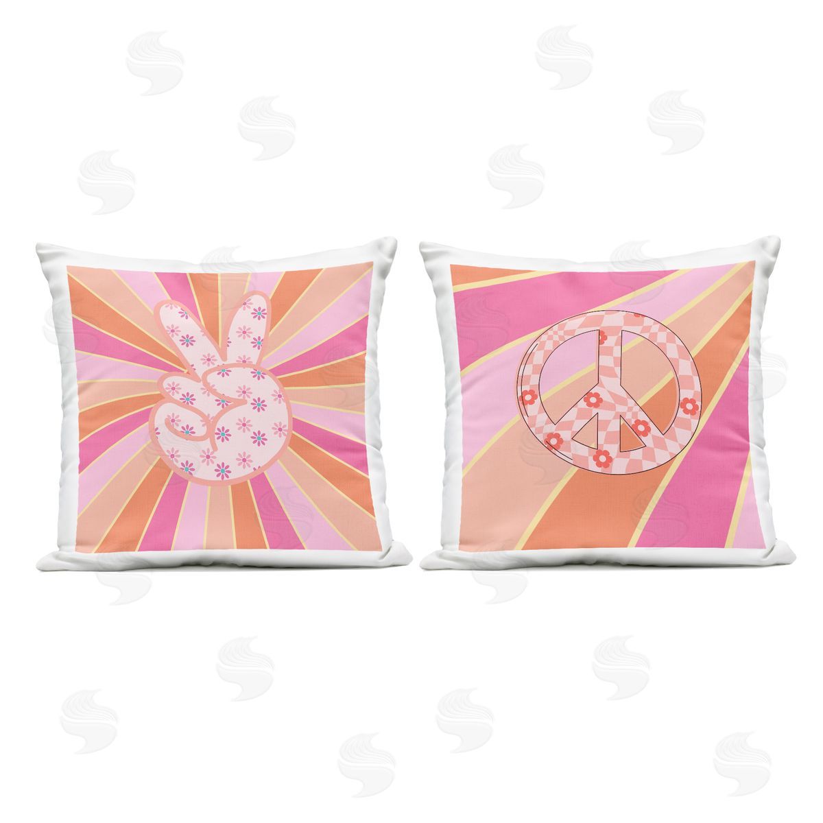 Jesse Keith Groovy Peace Symbols Outdoor Quick-Dry Polyester Printed Throw Pillow