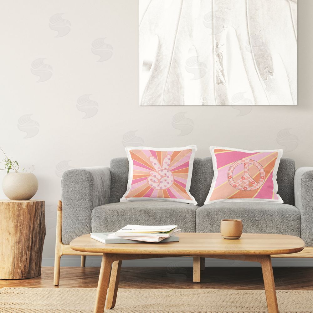 Jesse Keith Groovy Peace Symbols Printed Plush Polyester Throw Pillow On Chair