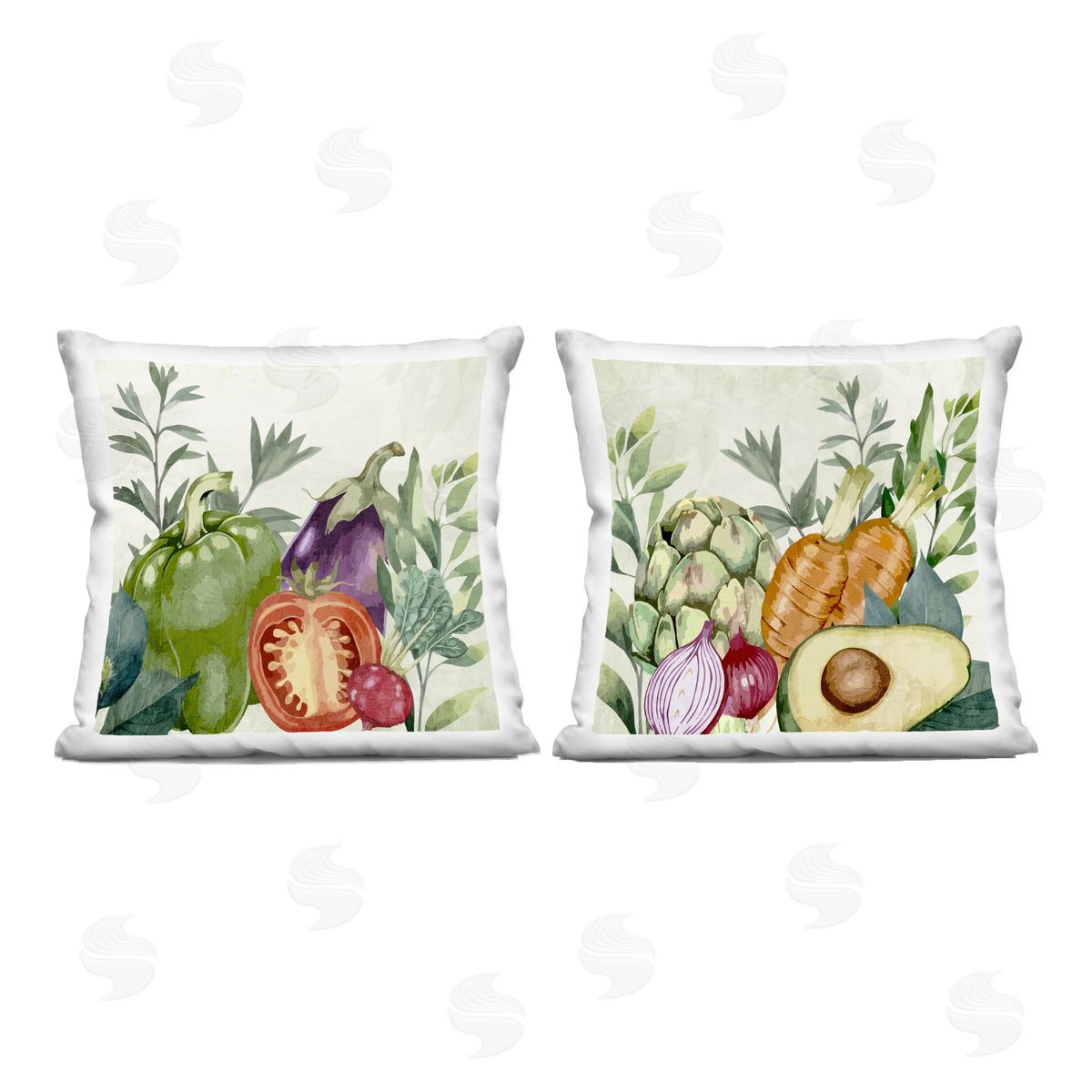Kim Allen Organic Kitchen Garden Vegetables Printed Plush Polyester Throw Pillow