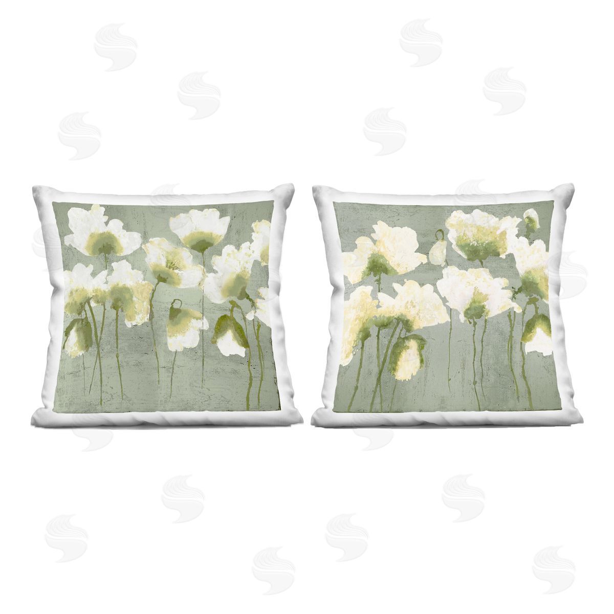 Vanessa Austin Charming White Blooms Printed Plush Polyester Throw Pillow