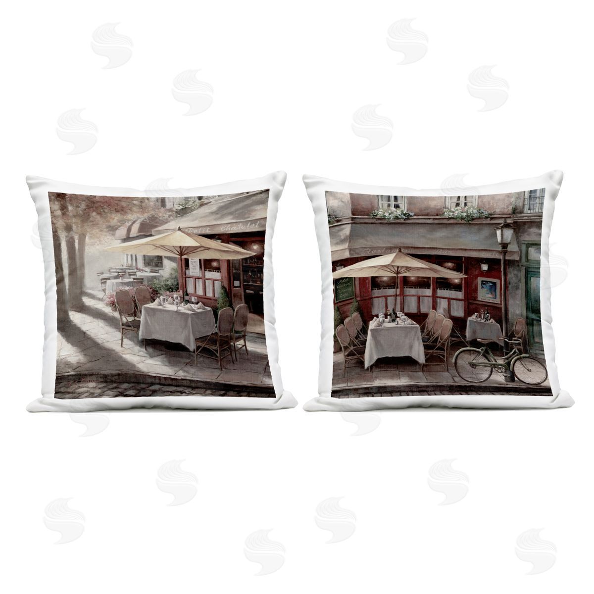 T.C. Chiu City Restaurant Sidewalk Seating Outdoor Quick-Dry Polyester Printed Throw Pillow