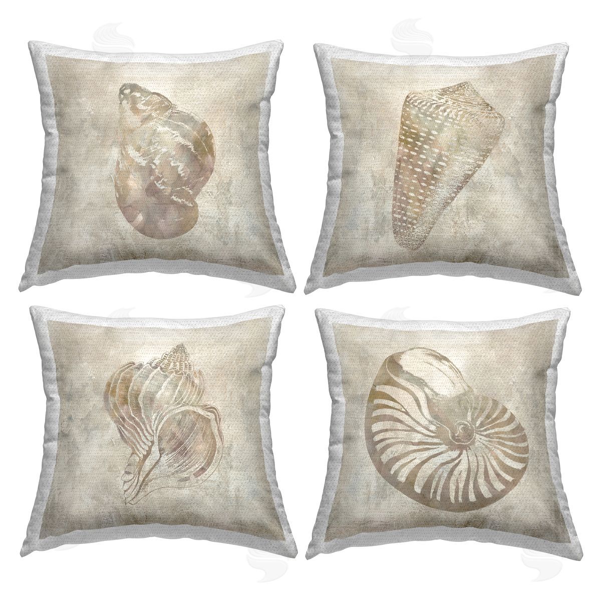 Vintage Nautilus Seashells Soft Brown Natural Pattern Outdoor Printed Pillow, Home Decor by Carol Robinson