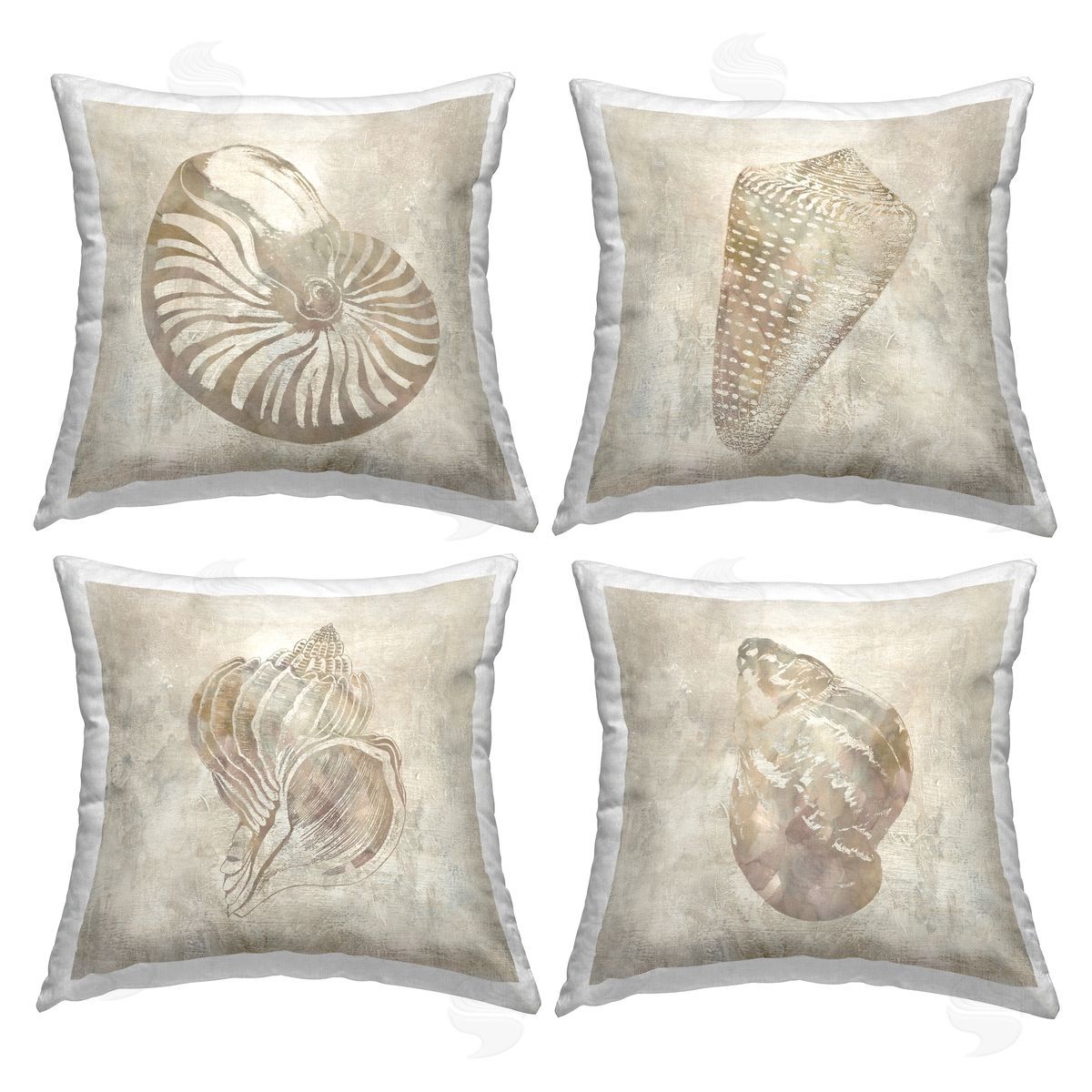 Vintage Nautilus Seashells Soft Brown Natural Pattern Decorative Printed Pillow, Home Decor by Carol Robinson