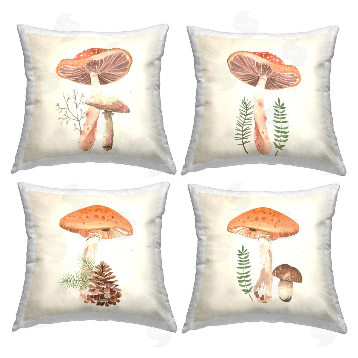 Cottage Mushrooms Forest Plants Decorative Printed Pillow, Home Decor by Lucca Sheppard