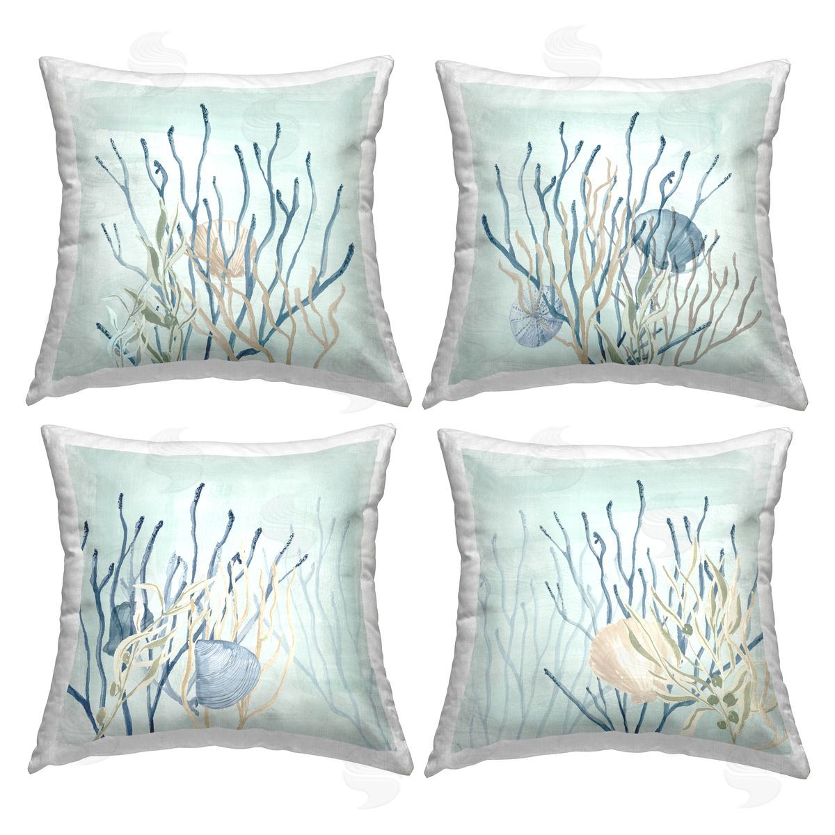 Underwater Seashell Coral Reef Decorative Printed Pillow, Home Decor by Lucille Price