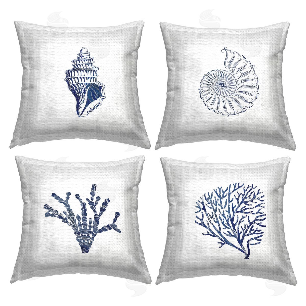 Aquatic Sea Life Shells Outdoor Printed Pillow, Home Decor by Karen Smith