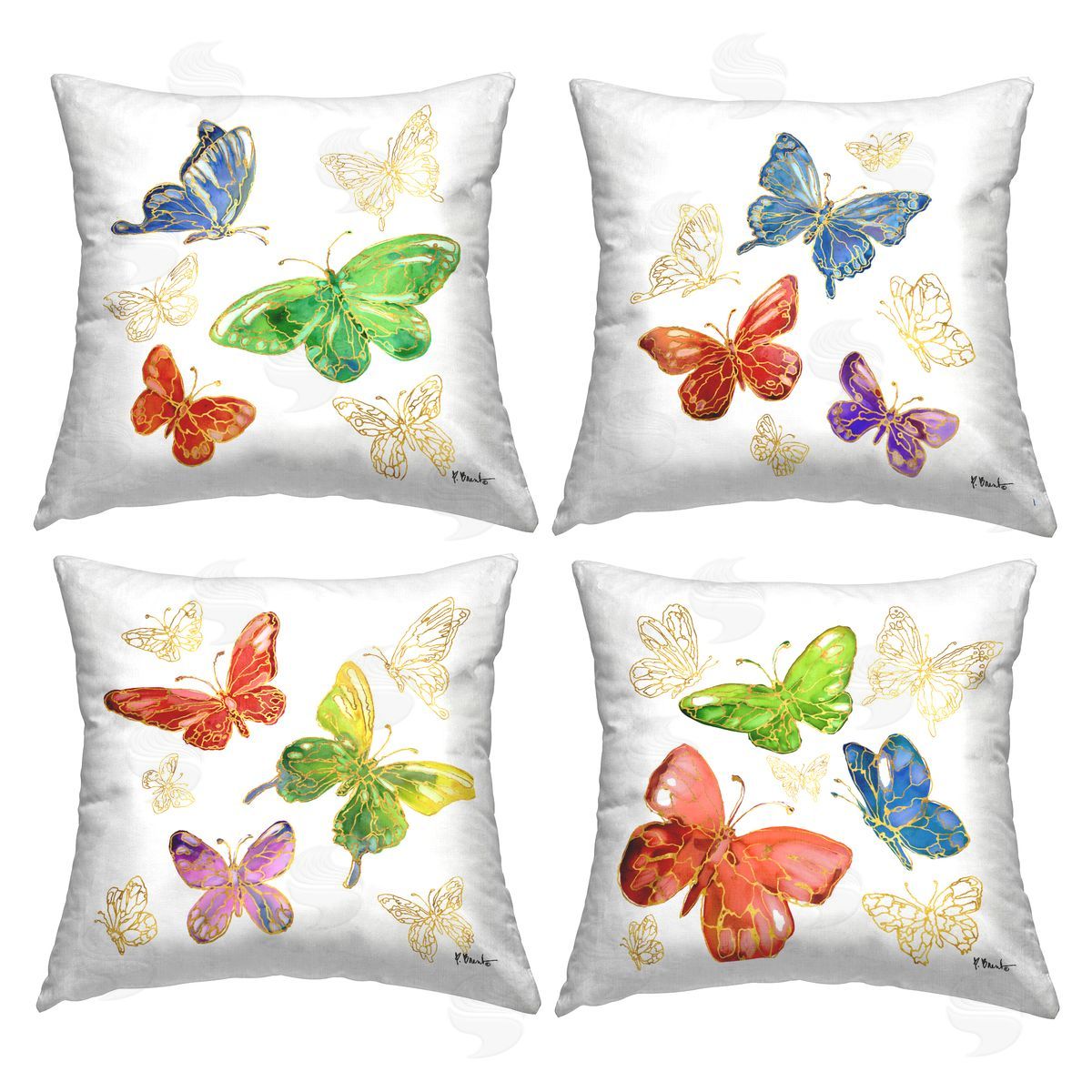 Glam Butterfly Pattern Decorative Printed Pillow, Home Decor by Paul Brent