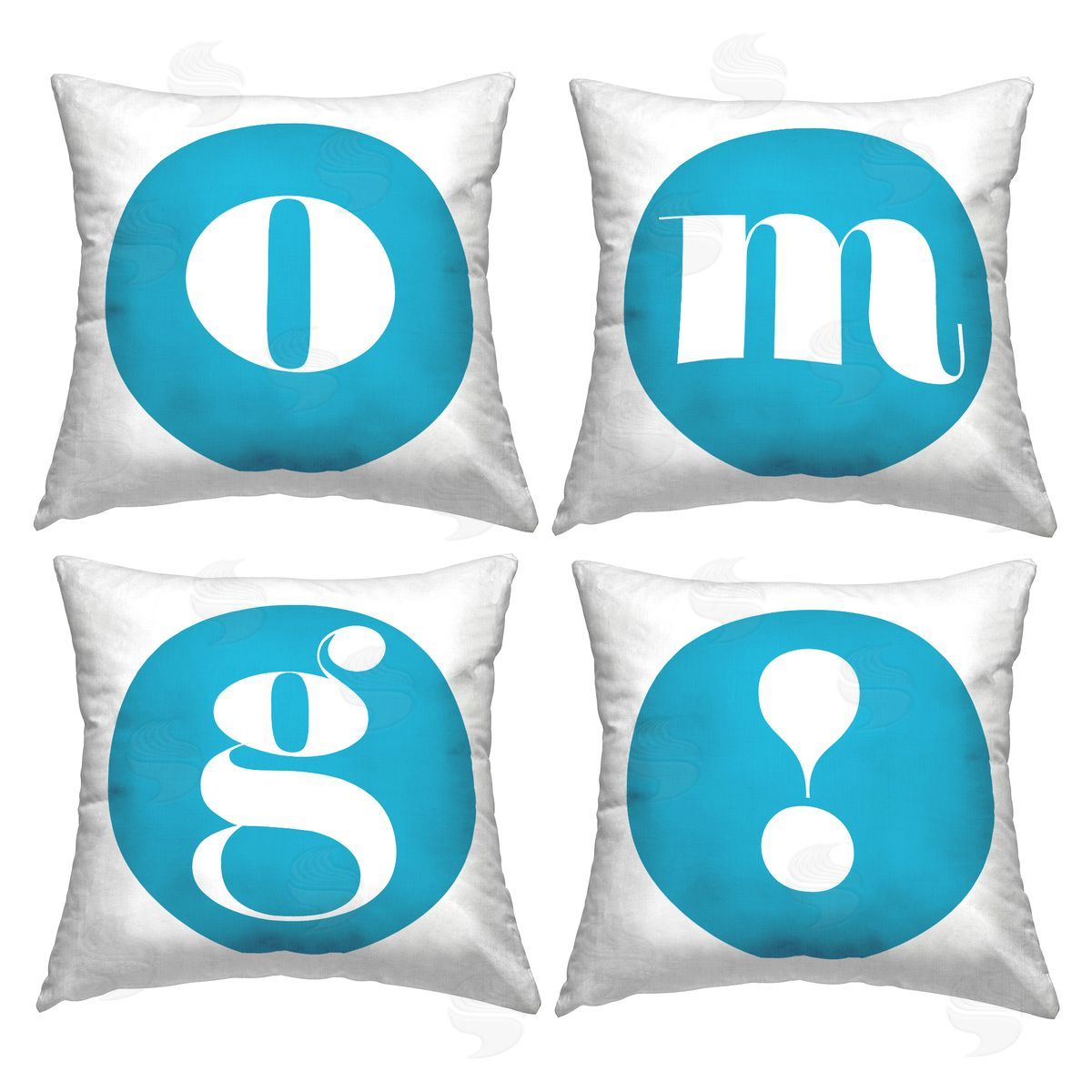 OMG Blue Initials Decorative Printed Pillow, Home Decor by Stupell Studio