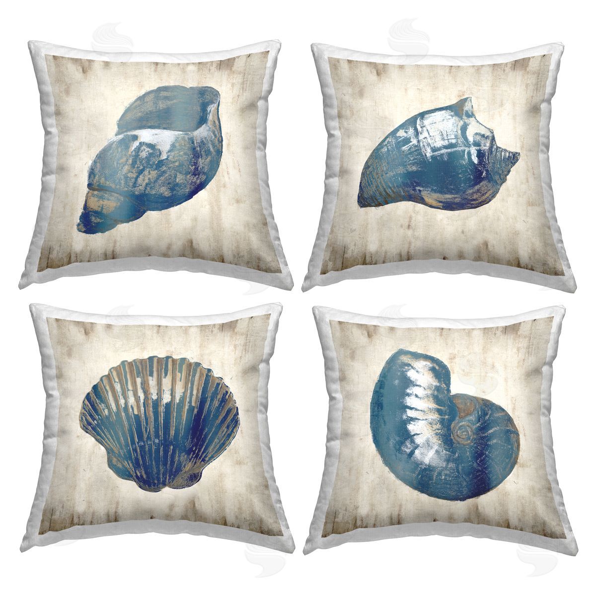 Rustic Varied Seashells Decorative Printed Pillow, Home Decor by Nan