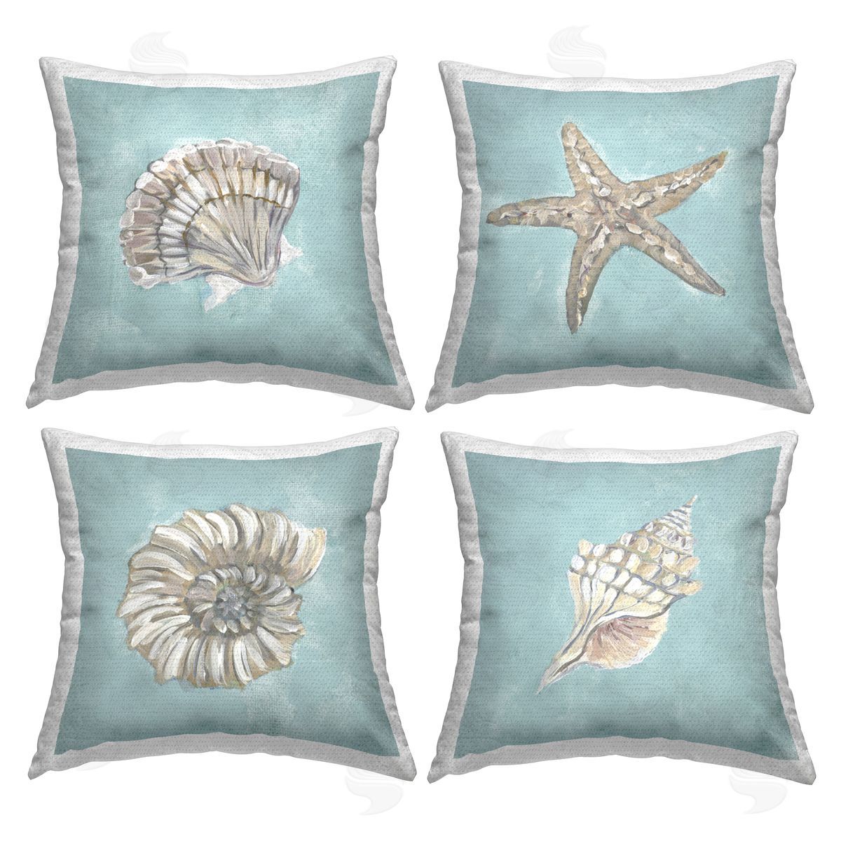 Sea Life on Blue Outdoor Printed Pillow, Home Decor by Julie DeRice