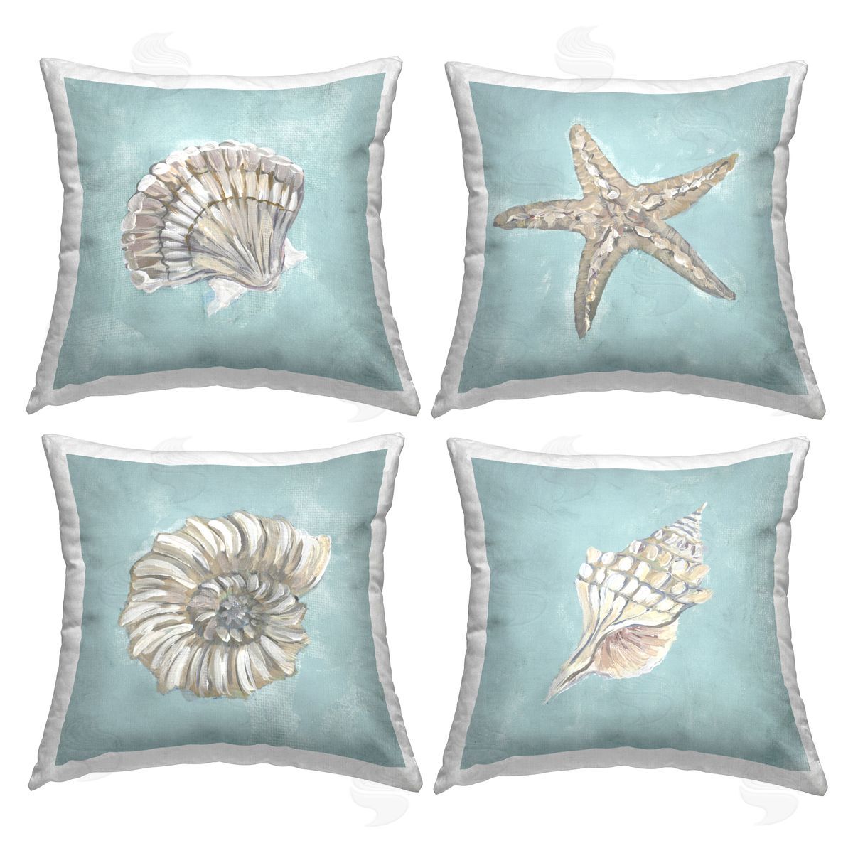 Sea Life on Blue Decorative Printed Pillow, Home Decor by Julie DeRice