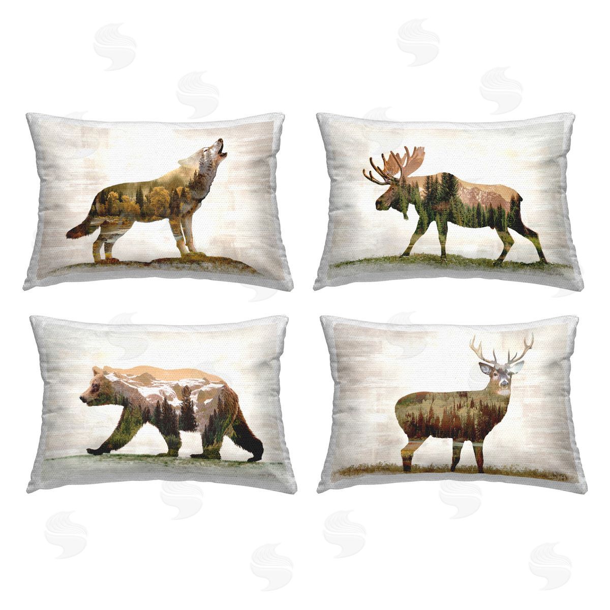 Amber Sterling Woodland Animals Rustic Pattern Outdoor Quick-Dry Polyester Printed Throw Pillow