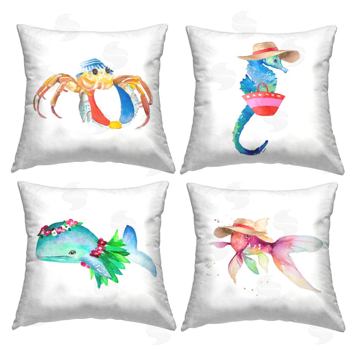 Lanie Loreth Summer Beach Animals Printed Plush Polyester Throw Pillow