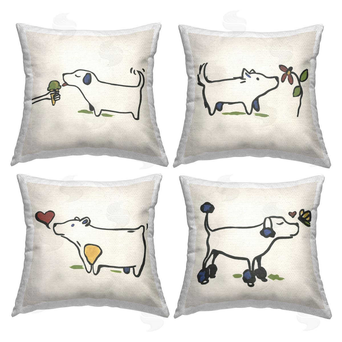 Stupell Studio Happy Doodle Animals Outdoor Quick-Dry Polyester Printed Throw Pillow