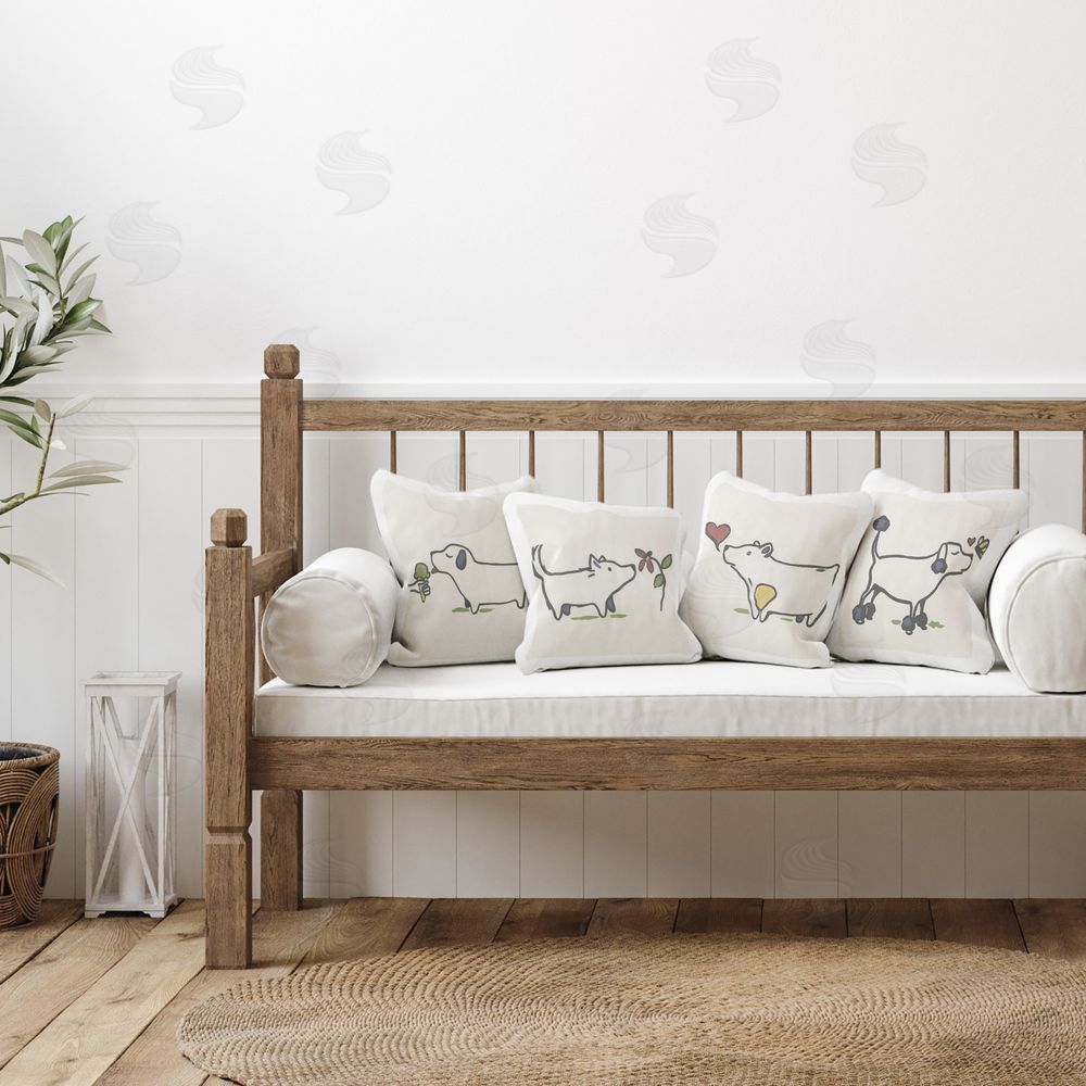 Stupell Studio Happy Doodle Animals Printed Plush Polyester Throw Pillow On Chair