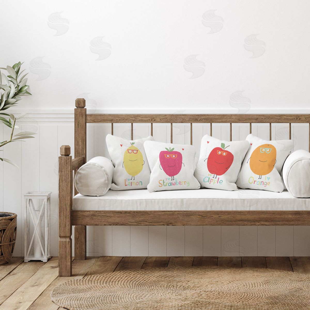 Carla Daly Whimsical Hipster Fruits Printed Plush Polyester Throw Pillow