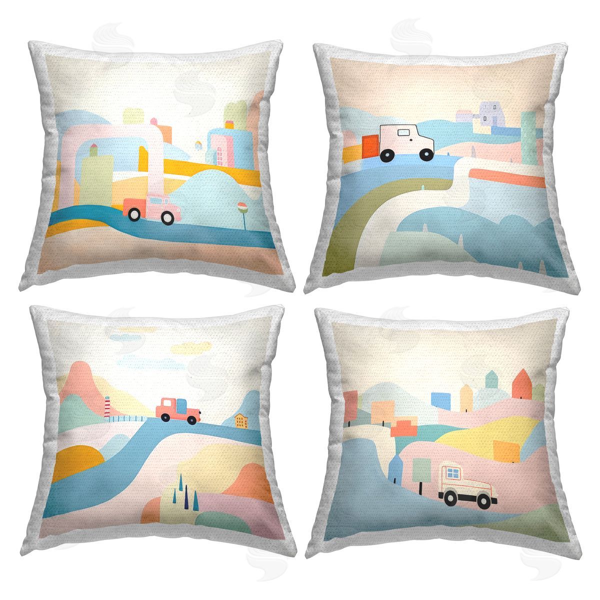 Lazar Studio Pastel Driving Landscapes Outdoor Quick-Dry Polyester Printed Throw Pillow