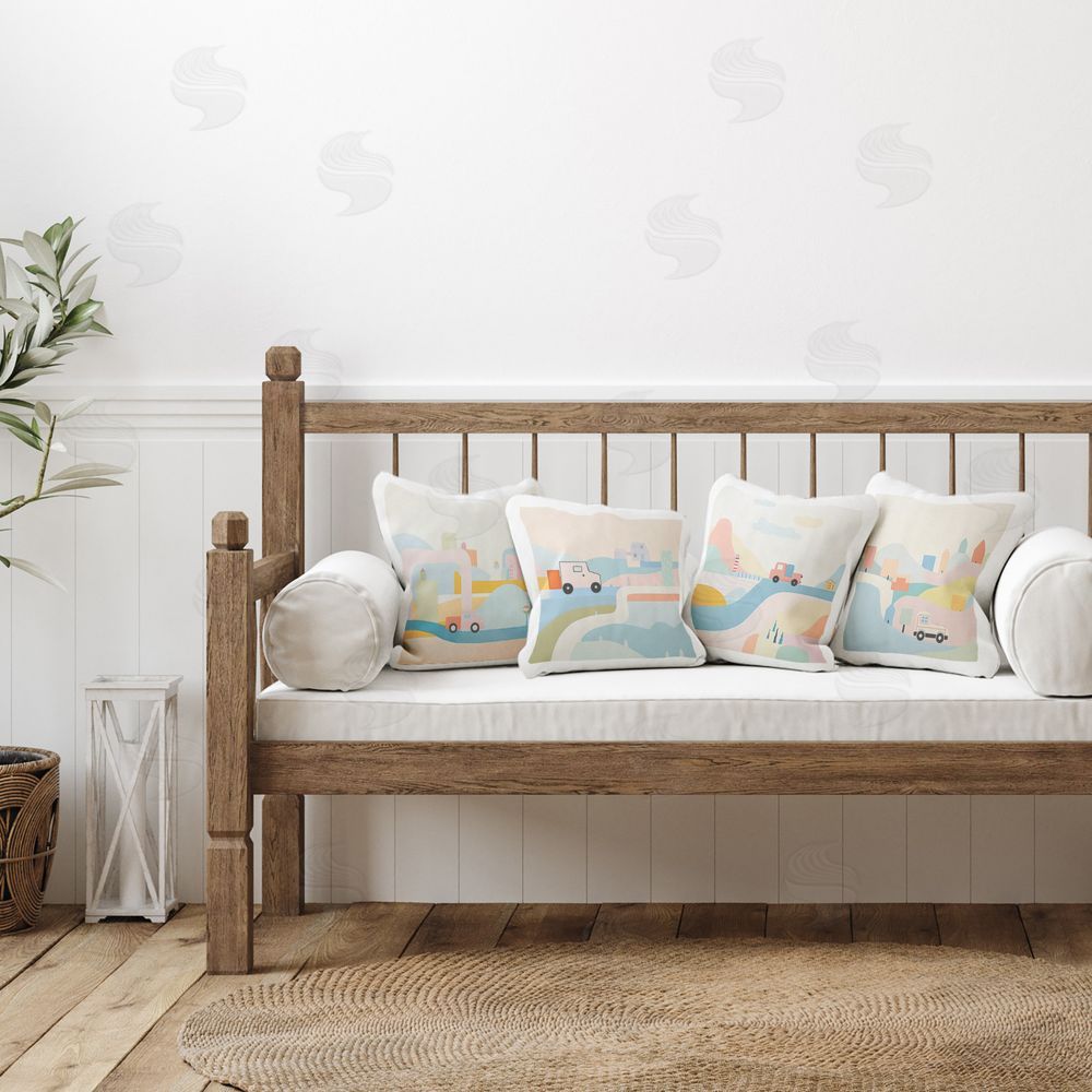 Lazar Studio Pastel Driving Landscapes Printed Plush Polyester Throw Pillow On Chair