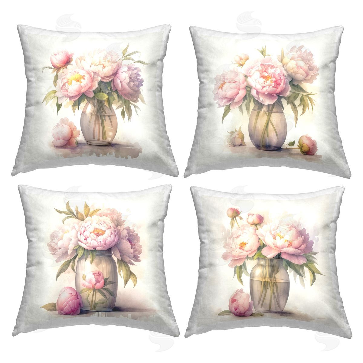 LSR Design Studio Alluring Blush Peonies Printed Plush Polyester Throw Pillow
