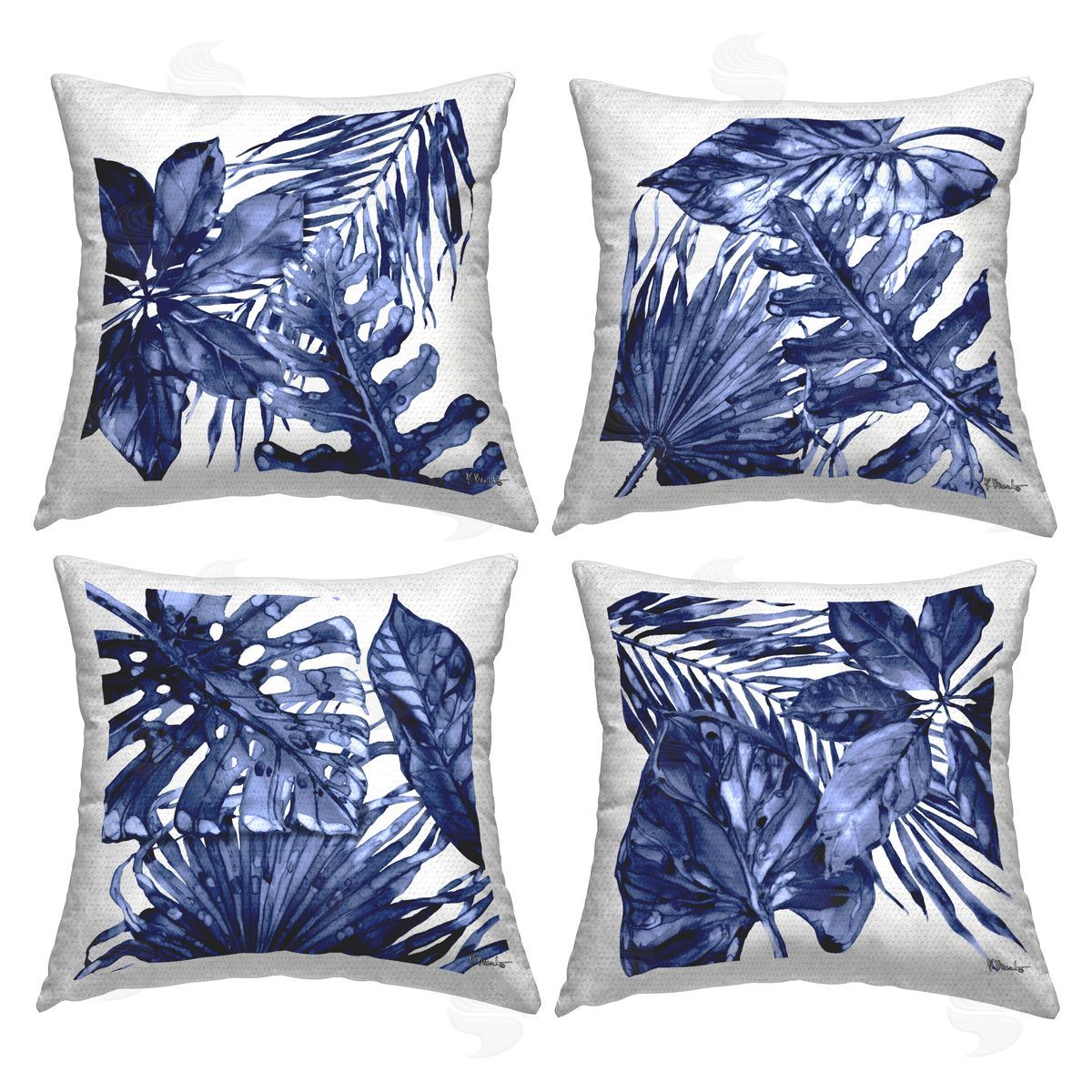 Paul Brent Hued Palm Leaf Fronds Outdoor Quick-Dry Polyester Printed Throw Pillow