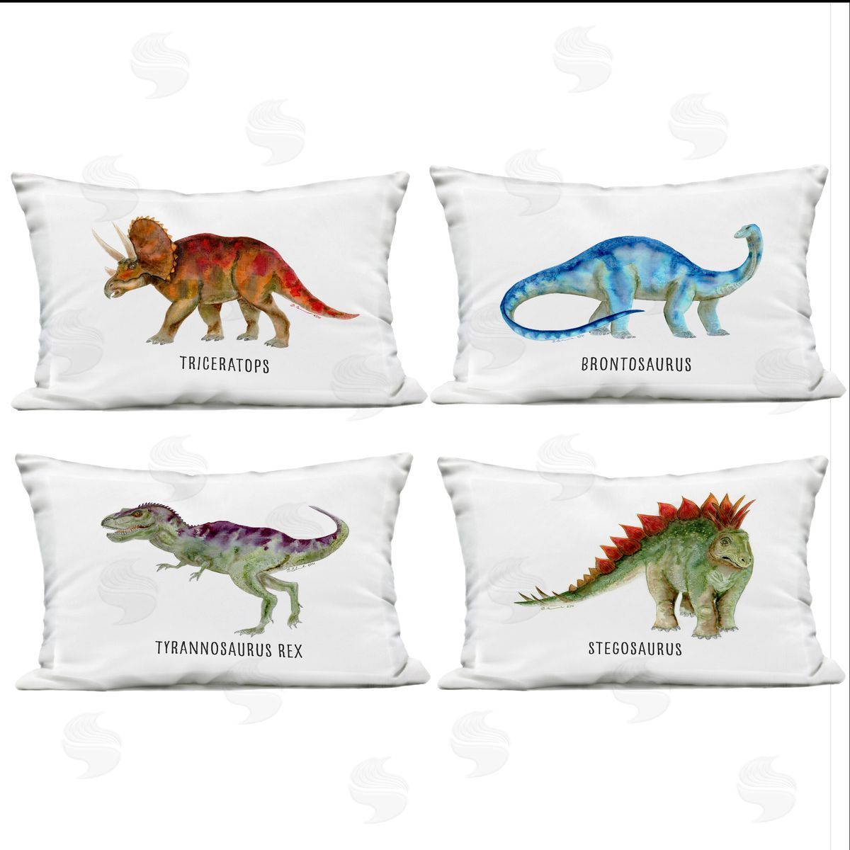 Brett Blumenthal Educational Dinosaur Types Outdoor Quick-Dry Polyester Printed Throw Pillow