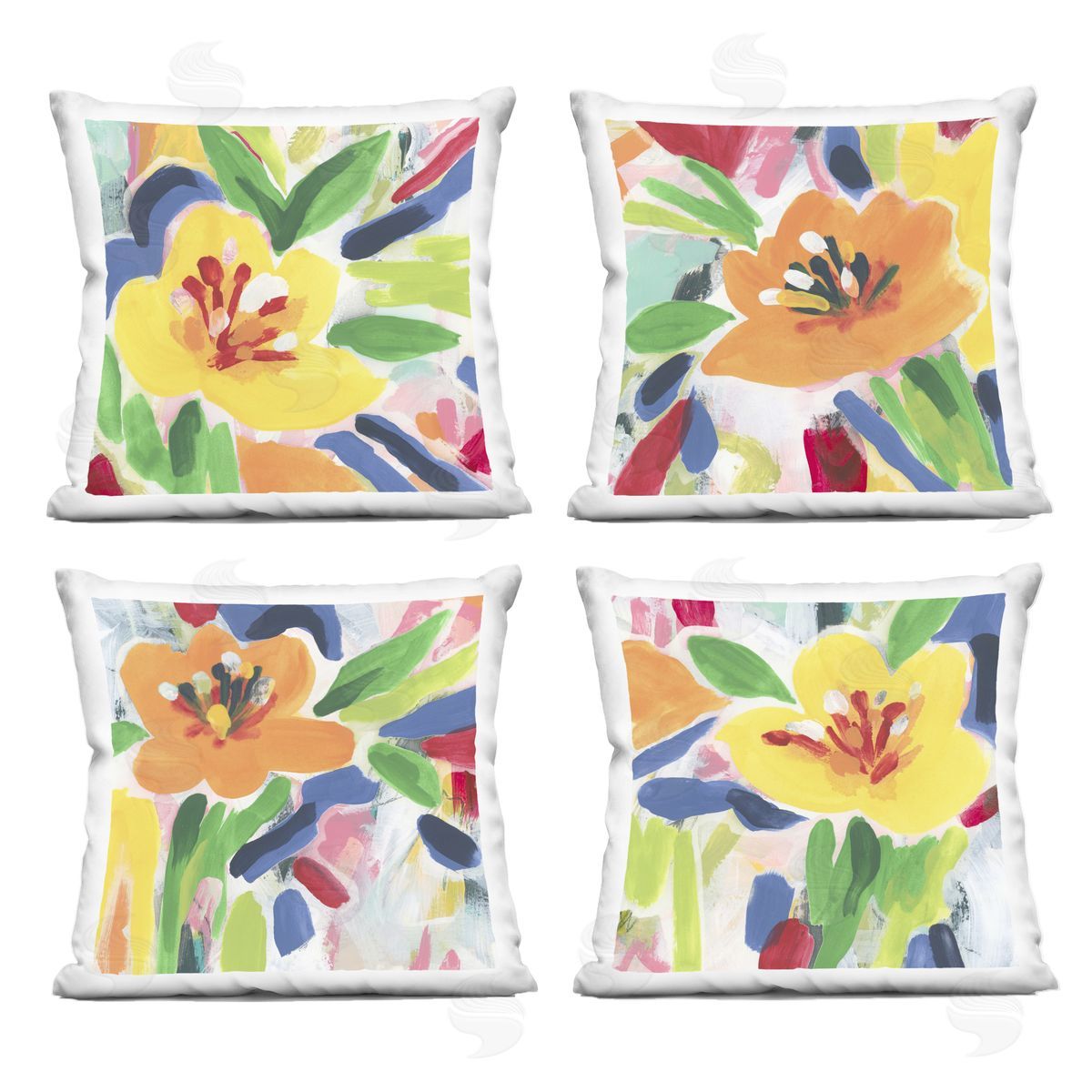 June Erica Vess Fresh Vivid Blossoms Printed Plush Polyester Throw Pillow