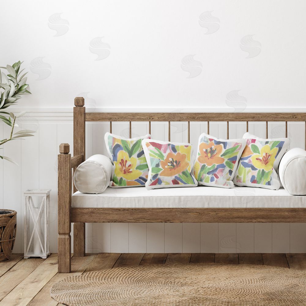 June Erica Vess Fresh Vivid Blossoms Printed Plush Polyester Throw Pillow On Chair