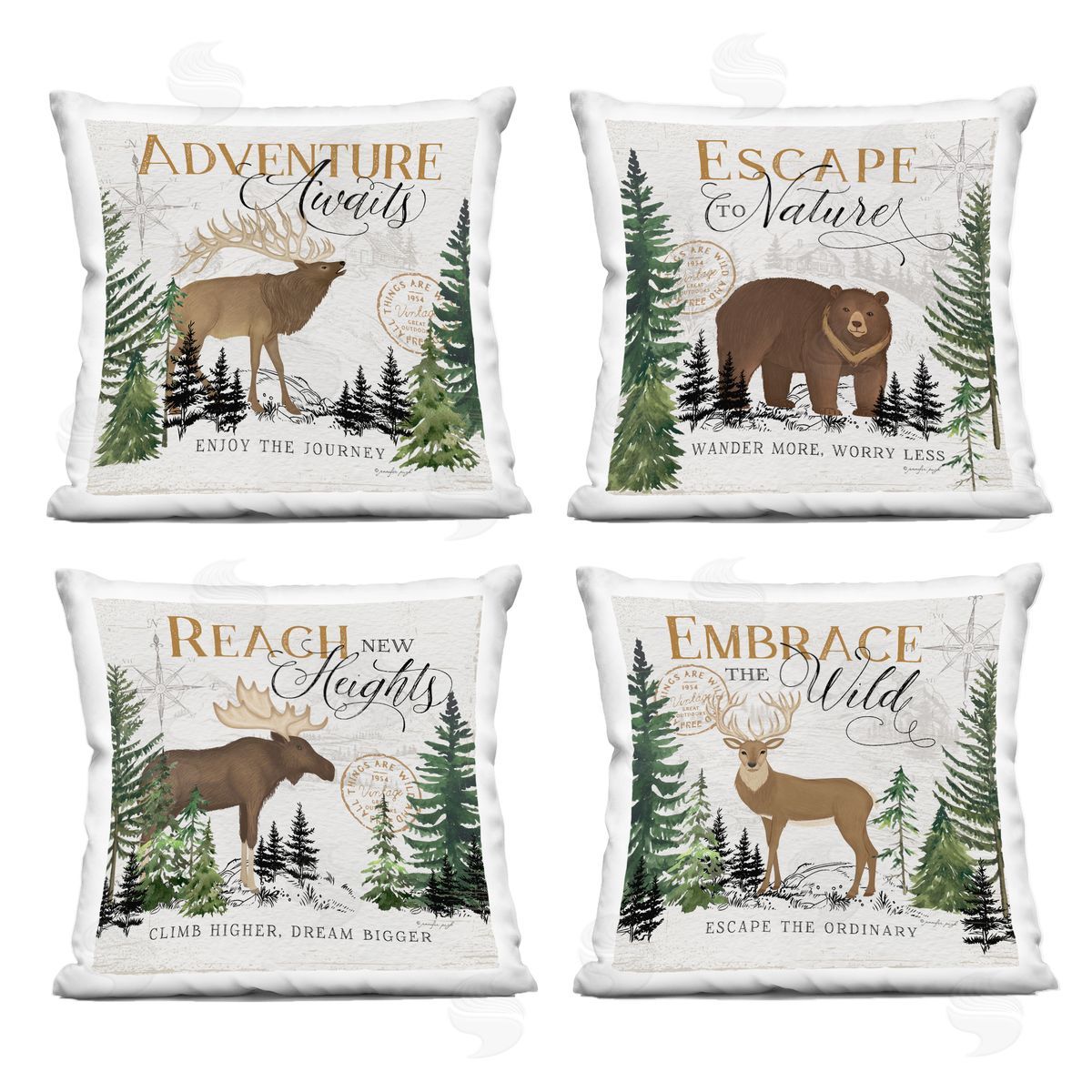 Jennifer Pugh Ivory Pines Adventure Sayings Plush Polyester Art Print Pillow