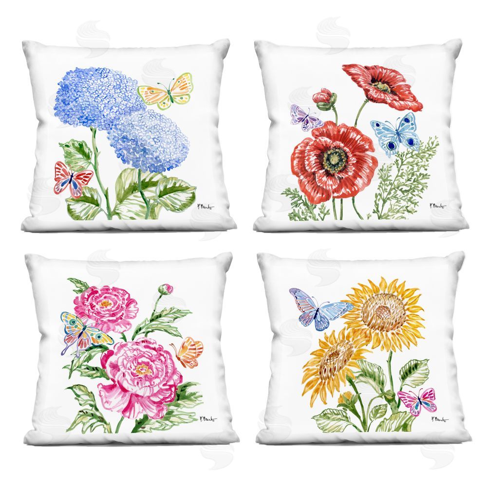 Paul Brent Brushstroke Florals & Butterflies Indoor Printed Pillow Set
