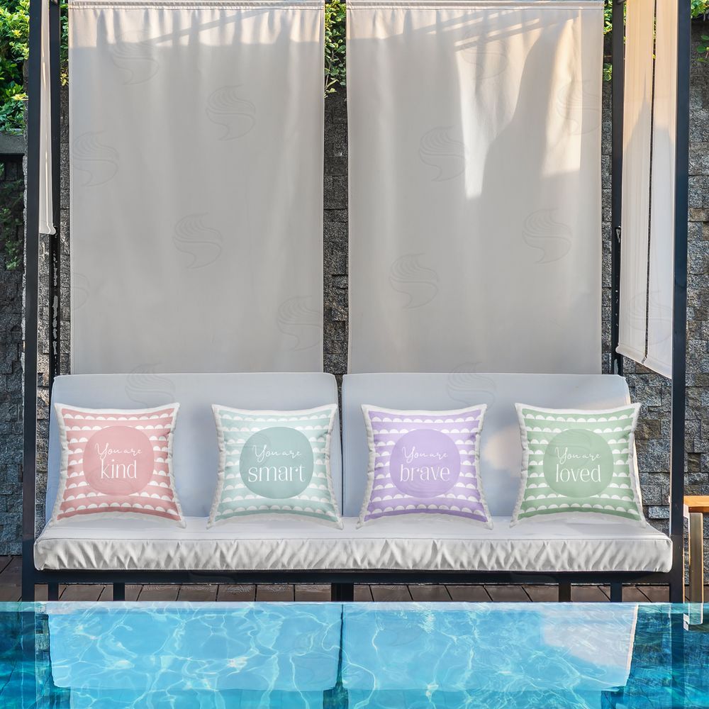 Christine Simpson Art Personal Affirmations Inspirational Outdoor Printed Throw Pillow on Patio